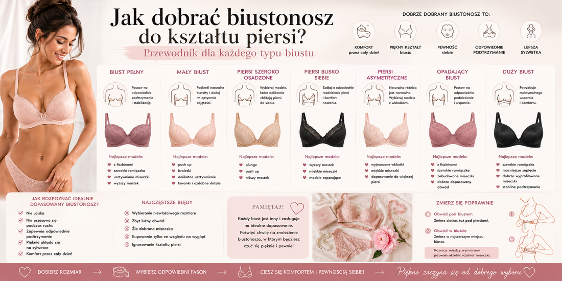 Jak dobrać biustonosz do kształtu piersi? Przewodnik dla każdego typu biustu