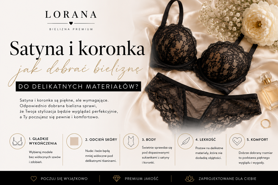 Satyna i koronka – jak dobrać bieliznę do delikatnych materiałów?