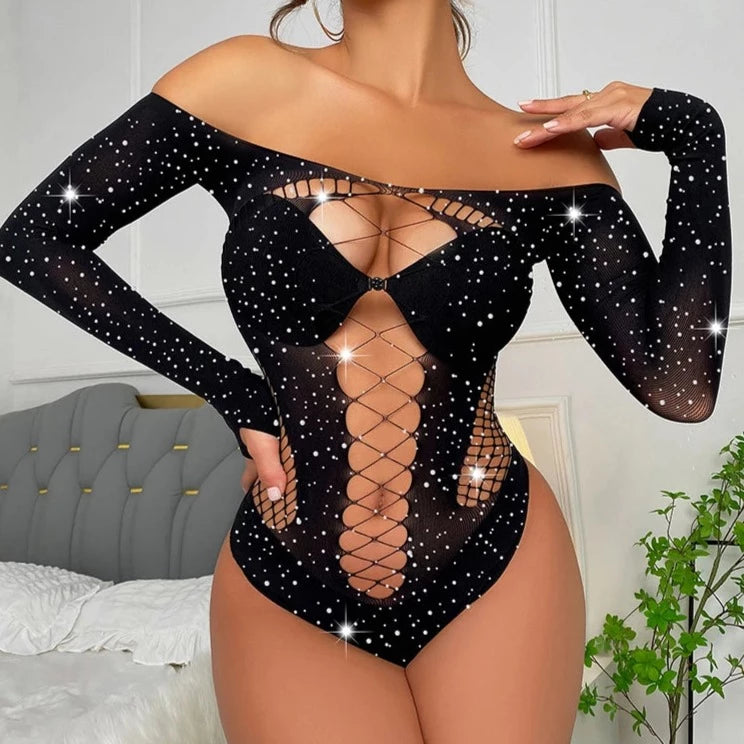 Błyszczące body Vela-lauranapl.com