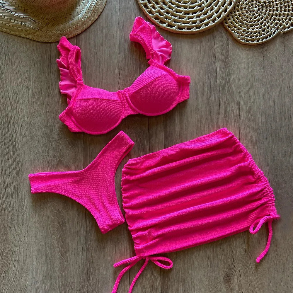 Dwuczęściowy strój kąpielowy bikini ze spódniczką w zestawie Reticulum-lauranapl.com