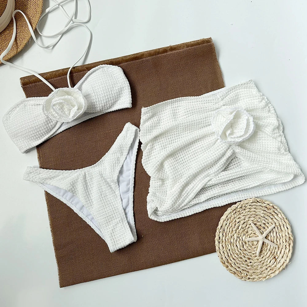 Dwuczęściowy strój kąpielowy bikini ze spódniczką plażową w zestawie Perseus-lauranapl.com
