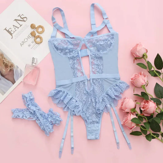 Koronkowe body z podwiązką Columba-lauranapl.com
