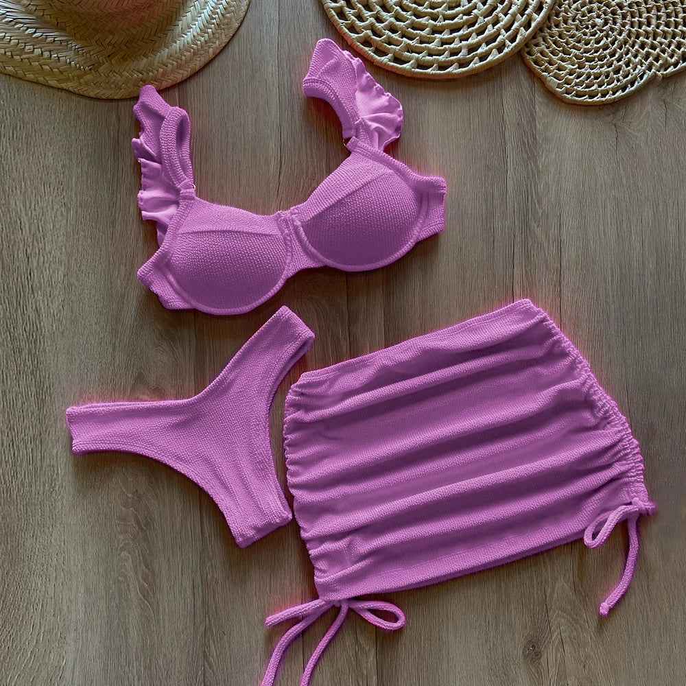 Dwuczęściowy strój kąpielowy bikini ze spódniczką w zestawie Reticulum-lauranapl.com