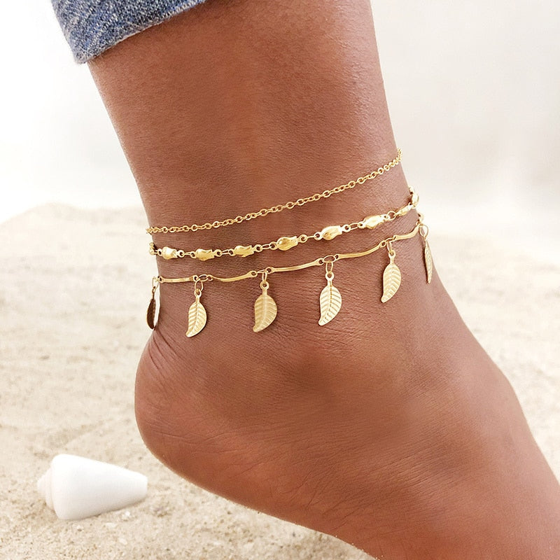 Potrójna bransoletka na nogęCetus-lauranapl.com